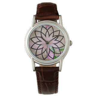 Hübsch Ladys Lotus Blume Armbanduhr
