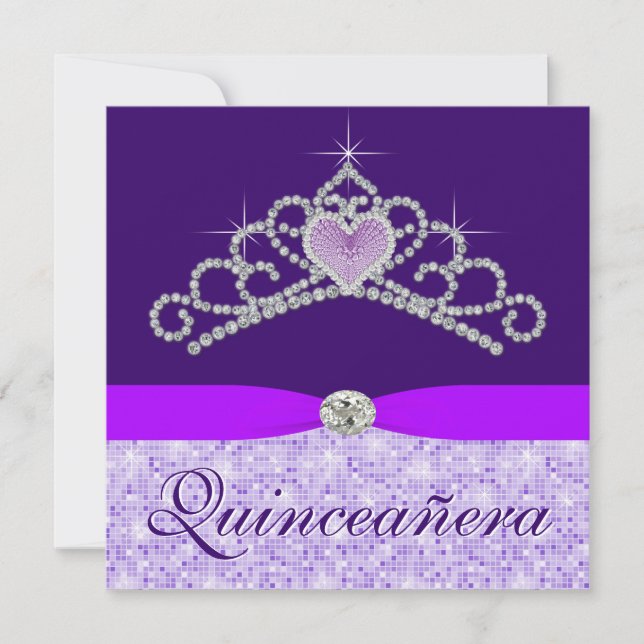 Hübsch Lavender Lila Quincenera Einladung (Vorderseite)