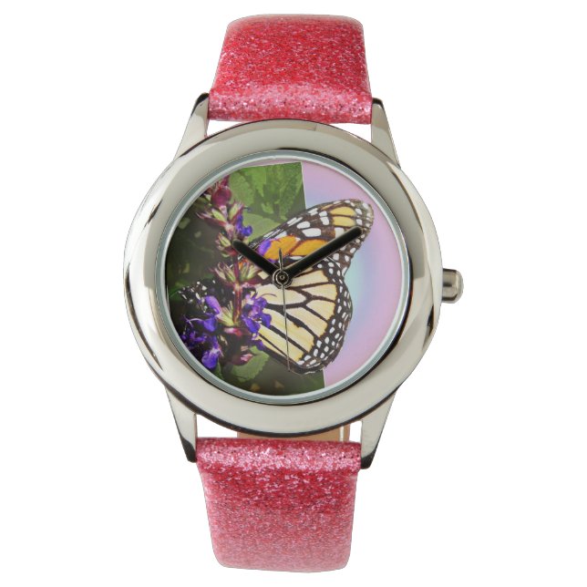 Hübsch Lil' Butterfly - Glitzer Watch Armbanduhr (Vorderseite)