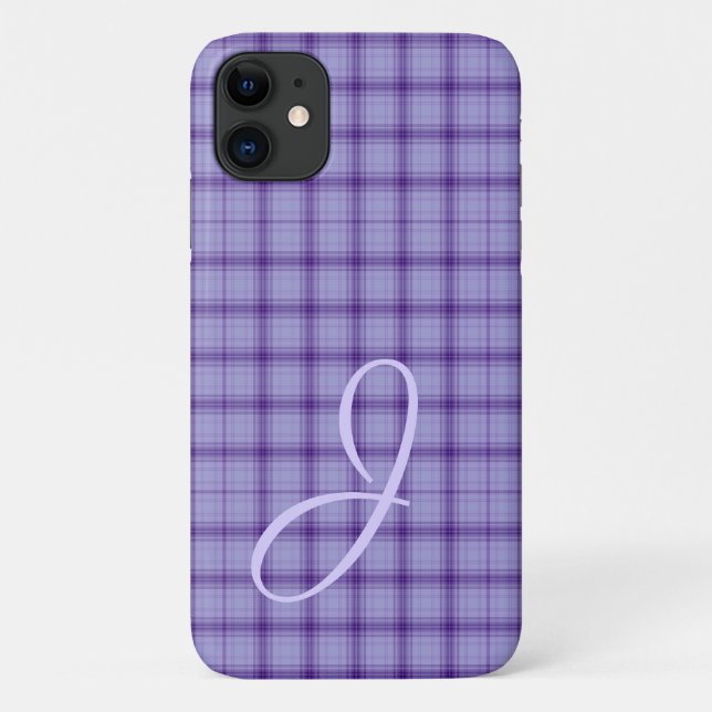 Hübsch Lila Kariert mit Monogram iPhone Gehäuse Case-Mate iPhone Hülle (Rückseite)