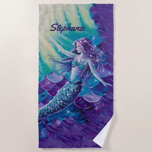 Hübsch Lila Mermaid Personalisiert Strandtuch
