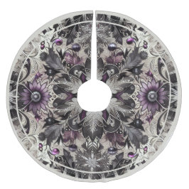 Hübsch Lila, schwarz und Taupe Polyester Weihnachtsbaumdecke