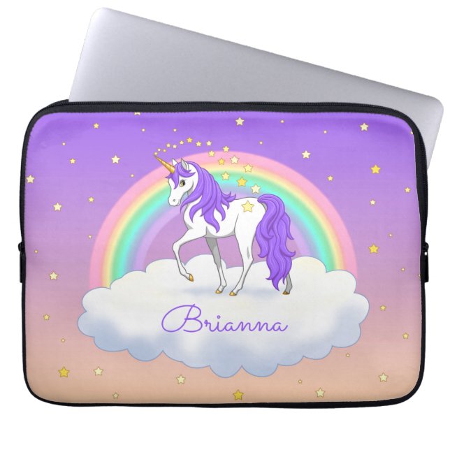 Hübsch Lila süße Träume Regenbogen Einhorn Laptopschutzhülle (Vorderseite)