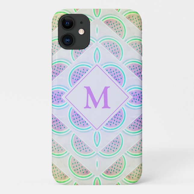 Hübsch Lilac Monnogram Watermelon Case-Mate iPhone Hülle (Rückseite)