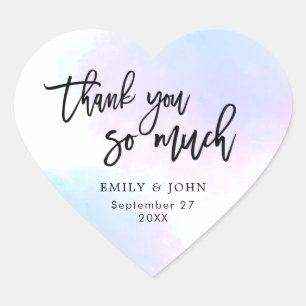 Hübsch Lilac/Pink Watercolor/Script Wedding Danke Herz-Aufkleber