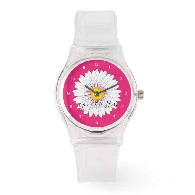 Hübsch Little Daisy Sporty Pink Silicone Armbanduhr (Vorderseite)