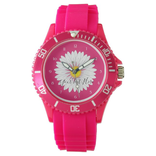 Hübsch Little Daisy Sporty Pink Silicone Armbanduhr (Vorderseite)