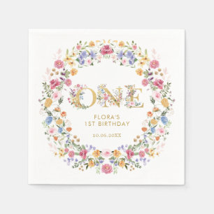 Hübsch Little Wildblume Girl 1. Geburtstag Party Serviette