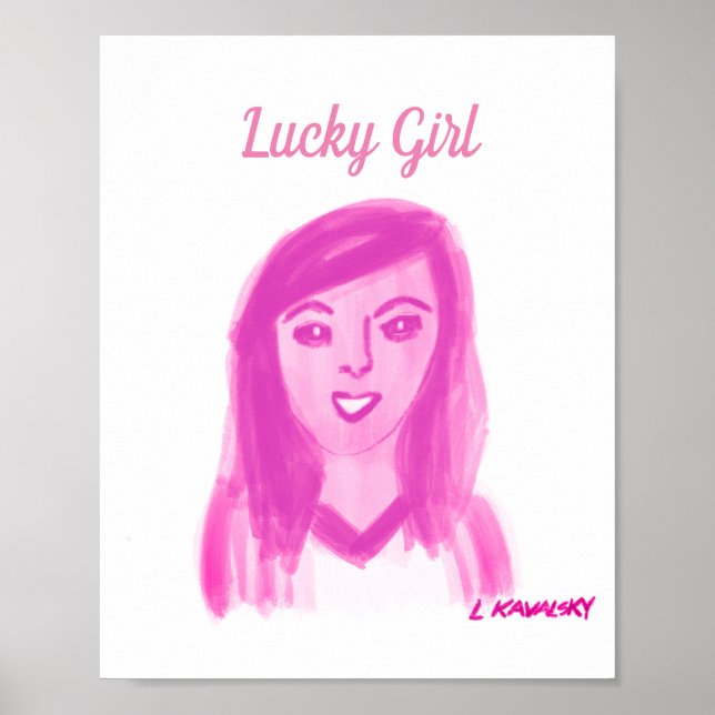 Hübsch Lucky Girl Pink Poster (Vorne)