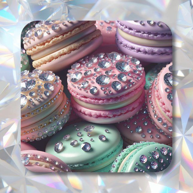 Hübsch Macaron Bling Quadratischer Aufkleber (Von Creator hochgeladen)
