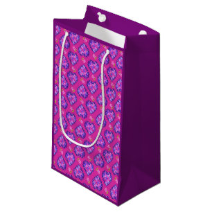 Hübsch Magenta Herz und Blume Kleine Geschenktasch Geschenktüte