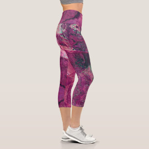 Hübsch Magenta Lila Geode Crystal Rock Pattern Capri Leggings