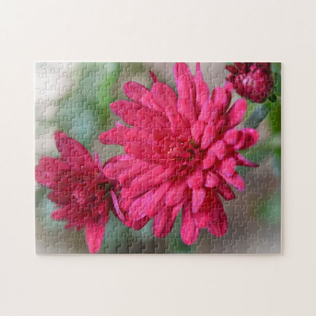 Hübsch Magenta Pink Mum Blume Puzzle (Horizontal)