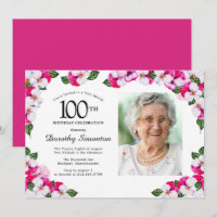 Hübsch Magenta Pink Weißes Foto 100. Geburtstag