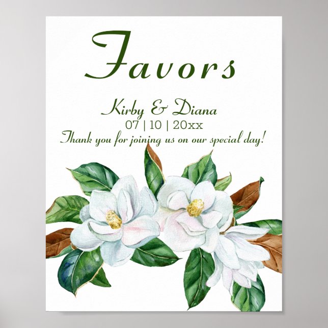 Hübsch Magnolia Bouquet Gastgeschenke Hochzeiten S Poster (Vorne)