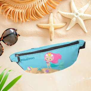Hübsch Mermaid Girl Personalisiert Kids Beach Bauchtasche