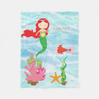 Hübsch Mermaid Personalisiert Fleece Baby Blanket