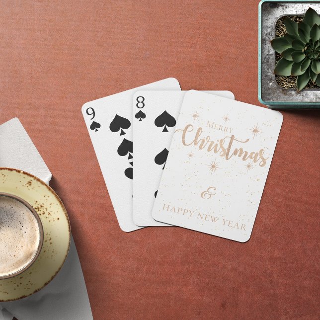 Hübsch Minimalistisch frohe Weihnachten & Glück Ne Spielkarten (Pretty Minimalist Merry Christmas & Happy New Year Playing Cards)