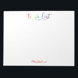 Hübsch Mit Monogramm, um den Regenbogen auflisten  Notizblock<br><div class="desc">Hübsch Mit Monogramm zu tun Liste der modernen Regenbogen großen Notepad. Hübsches Drehbuch oben auf dem Papier sagt TO DO LIST in hübschen Regenbogenbürsten Wasserfarbe Aufschrift. Der Unterteil des Papiers ist entweder mit dem ersten oder letzten ersten hübsch gelben und dem Vornamen oder dem Vornamen in leuchtendem Rot mit Monogramm....</div>