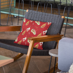 Hübsch, Mitte Jahrhundert Modernes, Abstraktes rot Kissen Für Draußen