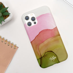 Hübsch Modern rosa grüne Farbe mit Namen Case-Mate iPhone Hülle