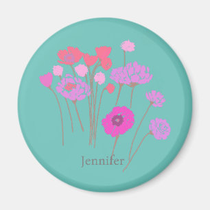 Hübsch Modernes, florales Aquamarin Magnet