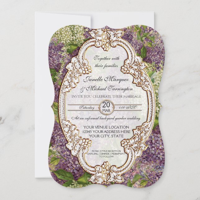 Hübsch Modernes Vintages Brautparty Lilac Floral Einladung (Vorderseite)