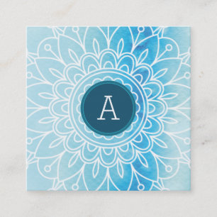 HÜBSCH MONOGRAM Modernes boho mandala muster aqua Quadratische Visitenkarte