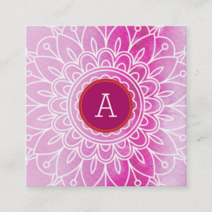 HÜBSCH MONOGRAM Modernes boho mandala-Muster rosa Quadratische Visitenkarte