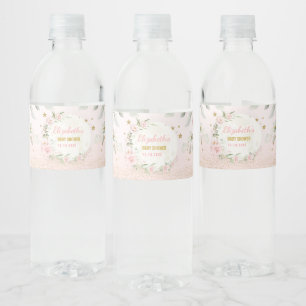 Hübsch Moon Pink Gold Twinkle Star Baby Girl Gefa Wasserflaschenetikett