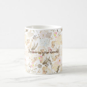 Hübsch neutrale Creme Pink Floral Kaffeetasse