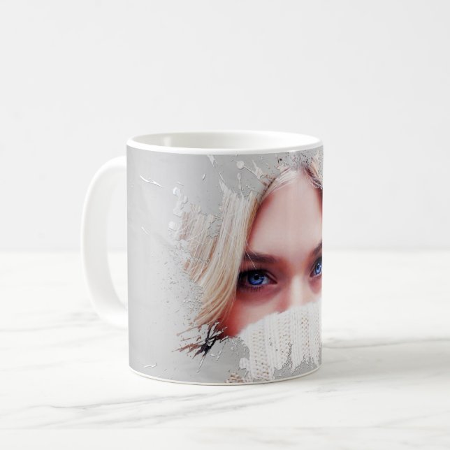 Hübsch Nice Girl Blue Eyes Blonde Hair Frau Kaffeetasse (Vorderseite Links)
