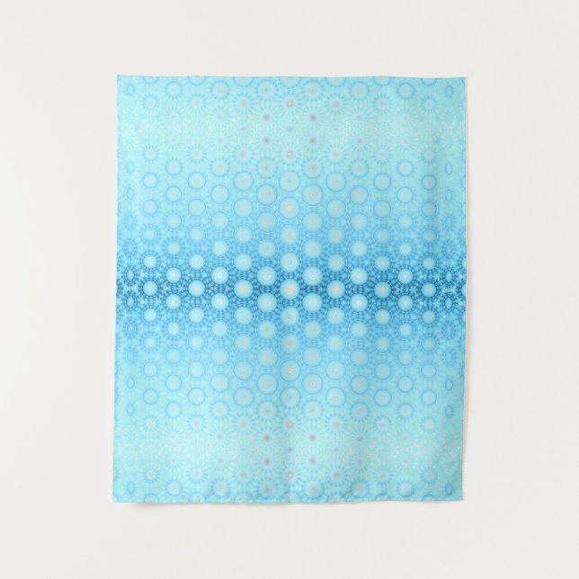 Hübsch Ombre Blau und Peach Geometric Wandteppich (Vorderseite)