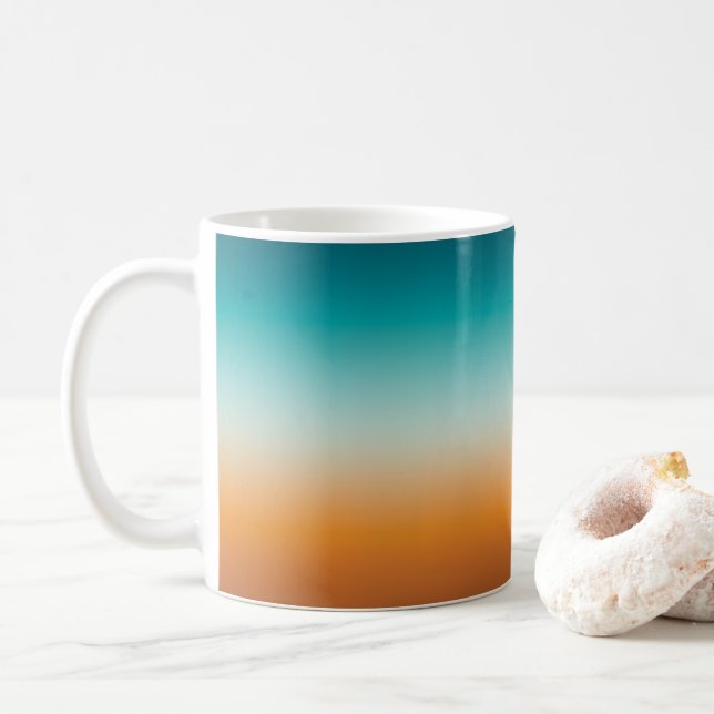 Hübsch Ombre Sunny Orange & Aquamarin Blue Gradien Kaffeetasse (Mit Donut)