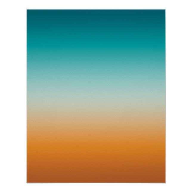 Hübsch Ombre Sunny Orange & Aquamarin Blue Gradien Poster (Vorderseite)