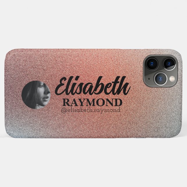 Hübsch Orange Glitzer Foto und Name Case-Mate iPhone Hülle (Rückseite (Horizontal))