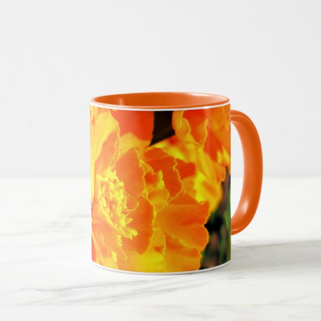 Hübsch Orange Marigolds Sonnige Blume fröhlich Tasse (VorderseiteRechts)