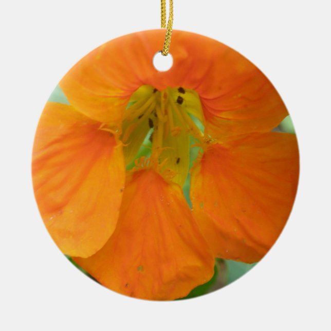 Hübsch Orange Nasturtium Custom Geburtstag Keramikornament (Vorne)