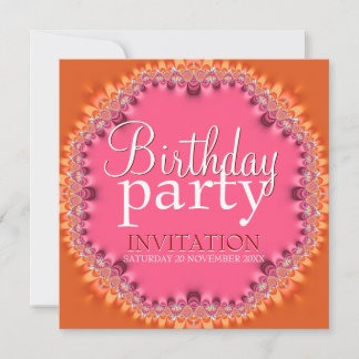 Hübsch Orange Pink Lace Geburtstagsparty Einladung