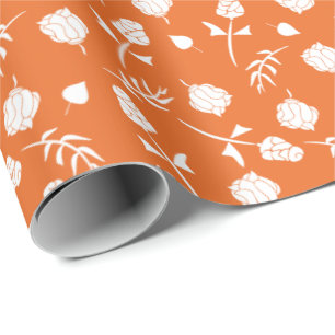 Hübsch Orange White Roses Rosenknospe floral Print Geschenkpapier