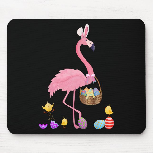 Hübsch Ostern Flamingo mit Ostern Korb Ostern Mousepad (Vorne)