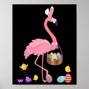 Hübsch Ostern Flamingo mit Ostern Korb Ostern Poster