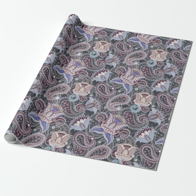 Hübsch Paisley Floral Pattern Vintag Geschenkpapier (Ungerollt)