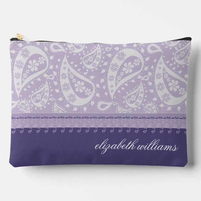 Hübsch Paisley Lila und Lilac Personalisiert Zubehörtasche (Vorderseite)