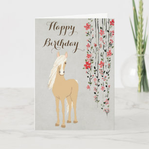 Hübsch Palomino Pony und Blume Pferd Geburtstag Karte