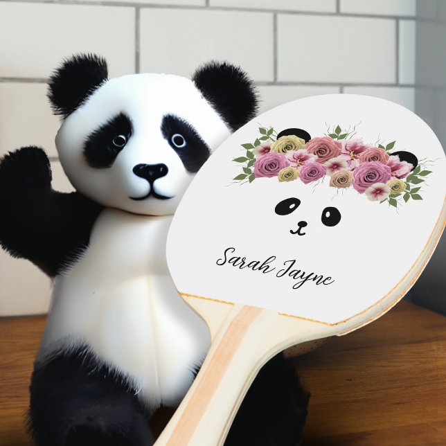 Hübsch Panda Bear Animal Face Ping Pong Paddle Tischtennis Schläger (Pretty Panda Bear Animal Face Ping Pong Paddle with space for your name)