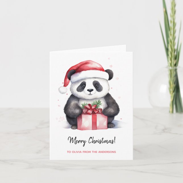 Hübsch Panda Santa Merry Weihnachten Karte (Vorderseite)