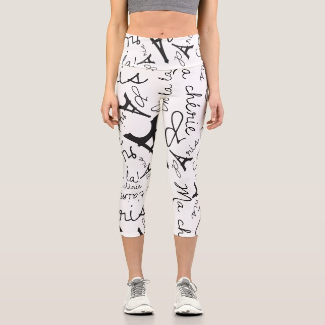 Hübsch Paris Chic Black und White Capri Leggings (Vorderseite)