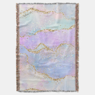 Hübsch Pastel Agate Gold Glitzer Vein Watercolor Decke