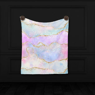 Hübsch Pastel Agate Gold Glitzer Vein Watercolor Fleecedecke